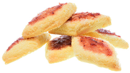Homemade shortbread cookies with strawberry jam