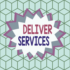 Text sign showing Deliver Services. Business photo showcasing the act of providing a delivery services to customers Asymmetrical uneven shaped format pattern object outline multicolour design