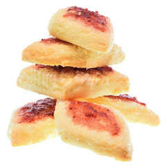 Homemade shortbread cookies with strawberry jam