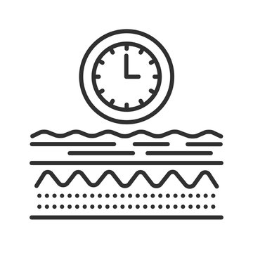 Aging process line black icon. Appearance of wrinkles . Skin care. Sign for web page, mobile app, button, logo. Vector isolated element. Editable stroke.