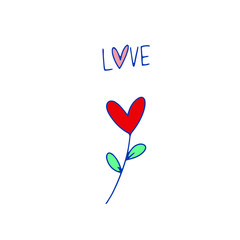 I love you. Blue inscription about love, on a white background. Cute greeting card, sticker or print made in the style of lettering and calligraphy. Cool inscription for Valentine's Day.