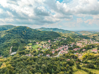 Fototapeta na wymiar Aerial view of mountain village