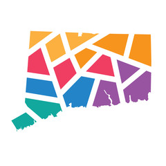 colorful geometric Connecticut map- vector illustration
