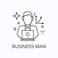 Businessman thin line icon. Office worker concept. Vector outline illustration