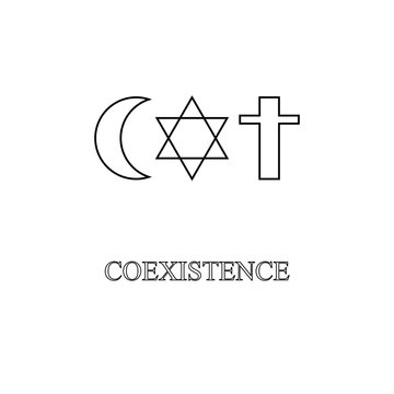 Coexistence icon. İnterfaith brotherhood symbol. Logo design element