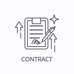 Contract and agreement dthin line icon. Document concept. Vector outline illustration
