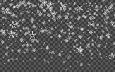 Snowfall and falling snowflakes