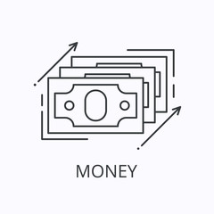 Money thin line icon. Cash concept. Outline vector illustration