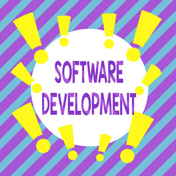 Handwriting text Software Development. Conceptual photo software is created using a specific programming Asymmetrical uneven shaped format pattern object outline multicolour design