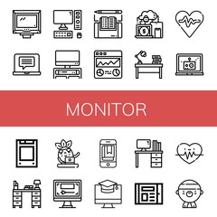 monitor simple icons set