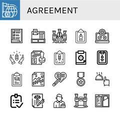 agreement simple icons set