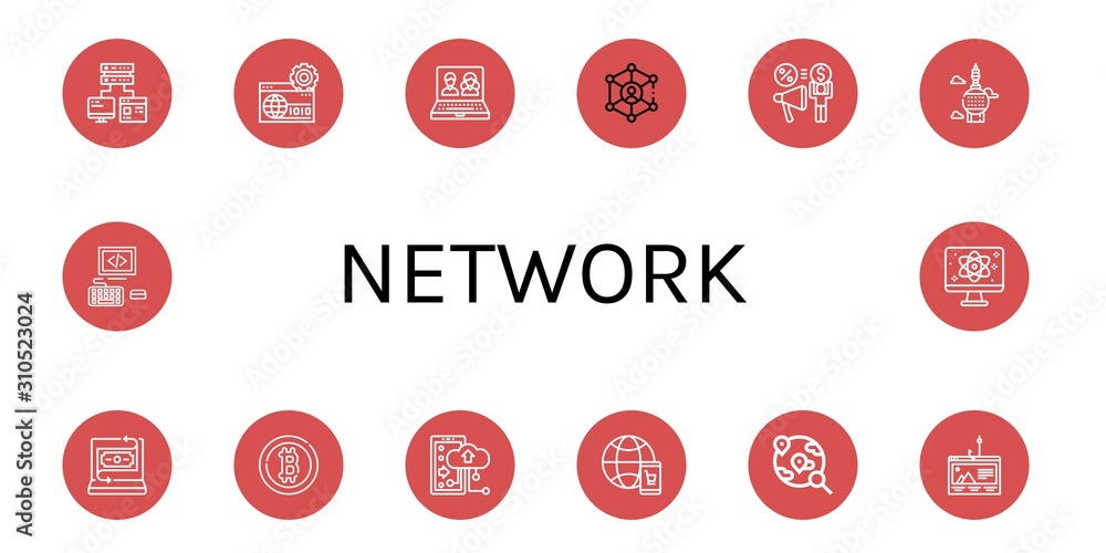 Poster network simple icons set