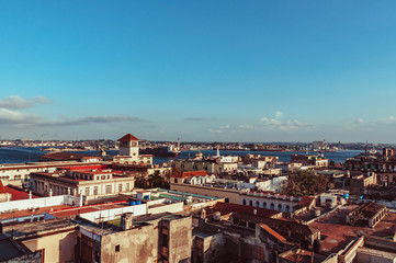 View from the roofs of the streets of Havana in Cuba