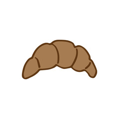 Hand drawn,doodle style croissant flat vector icon isolated on a white background.