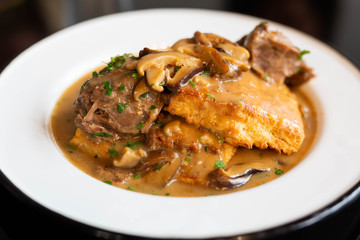 Biscuits with Mushroom Gravy and Beef