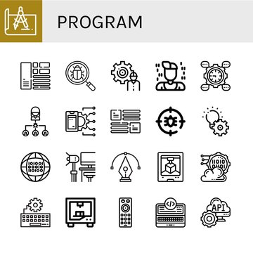 program simple icons set