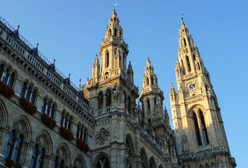 Fototapeta na wymiar Towers of Vienna City Hall, Austria