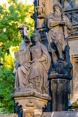 Prague, Czech Republic - November, 19, 2019:  Monument fountain to emperor Francis I in Prague