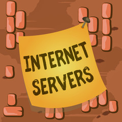 Word writing text Internet Servers. Business photo showcasing delivers the content of the page back to the user Curved reminder paper memo nailed colorful surface stuck blank pin frame