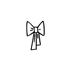 Doodle,hand drawn ribbon, bow flat vector icon isolated on a white background.