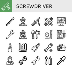 screwdriver simple icons set