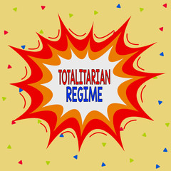 Writing note showing Totalitarian Regime. Business concept for mode of government that prohibits opposition parties Asymmetrical uneven shaped pattern object multicolour design