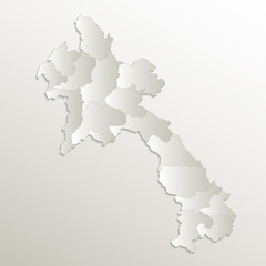 Obraz premium Laos map administrative division separates regions, card paper natural blank