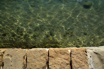 Background with relaxing water and shore setting