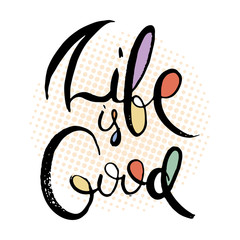 Hand lettering grunge card with textured handcrafted doodle letters in retro style