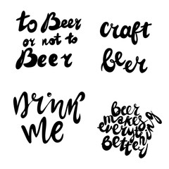 Lettering poster with quote about beer in vintage style. Calligraphic banner and t shirt print. Hand Drawn placard for pub or bar menu design. Vector illustration