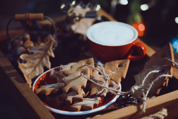 cup  and christmas gingerbread