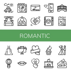 romantic simple icons set