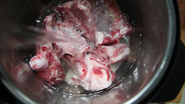Grass Fed Lamb Bones in Pressure Cooker for Broth Making