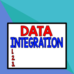 Text sign showing Data Integration. Business photo text involves combining data residing in different sources Front close up view big blank rectangle abstract geometrical background