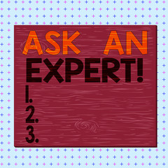 Word writing text Ask An Expert. Business photo showcasing confirmation that have read understand and agree with guidelines Square rectangle unreal cartoon wood wooden nailed stuck on coloured wall