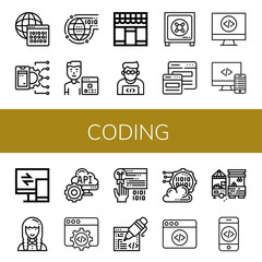 coding simple icons set