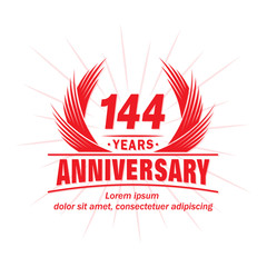 144 years logo design template. 144th anniversary vector and illustration.