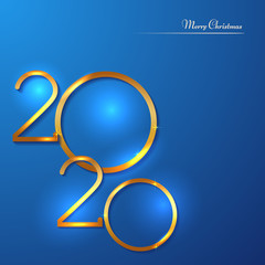 Happy New Year 2020 - Vector New Year background with gold numbers on shining background