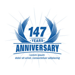 147 years logo design template. 147th anniversary vector and illustration.
