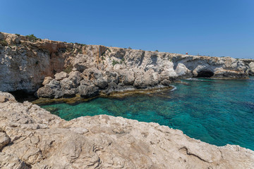 rocks and the sea, the ocean in Ayia Napa, Cyprus