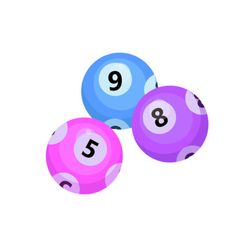 Balls with lotto bingo numbers, lottery numbered balls for keno game, icon flat style. Isolated on a white background. Vector illustration