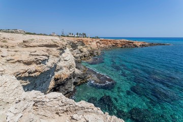rocks and the sea, the ocean in Ayia Napa, Cyprus