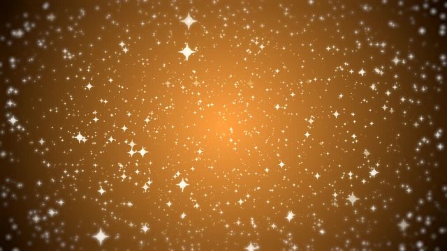 Abstract orange background of moving stars, looped animation