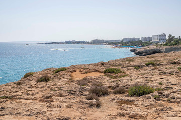 Fototapeta na wymiar rocks and the sea, the ocean in Ayia Napa, Cyprus