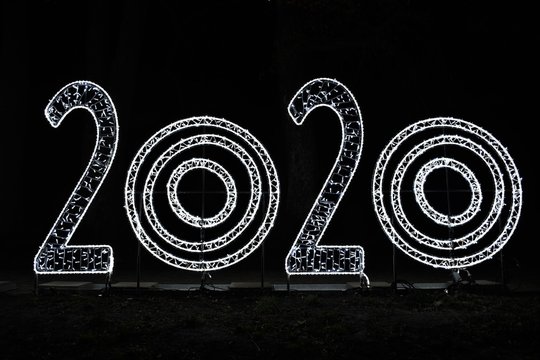 New Year 2020, numbers with lights