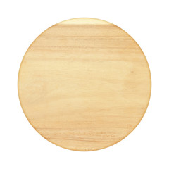 Round wooden kitchen board with a white background