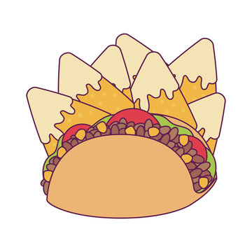 Isolated mexican taco and nachos vector design