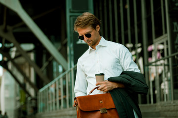 Active Businessman Walking In The Street