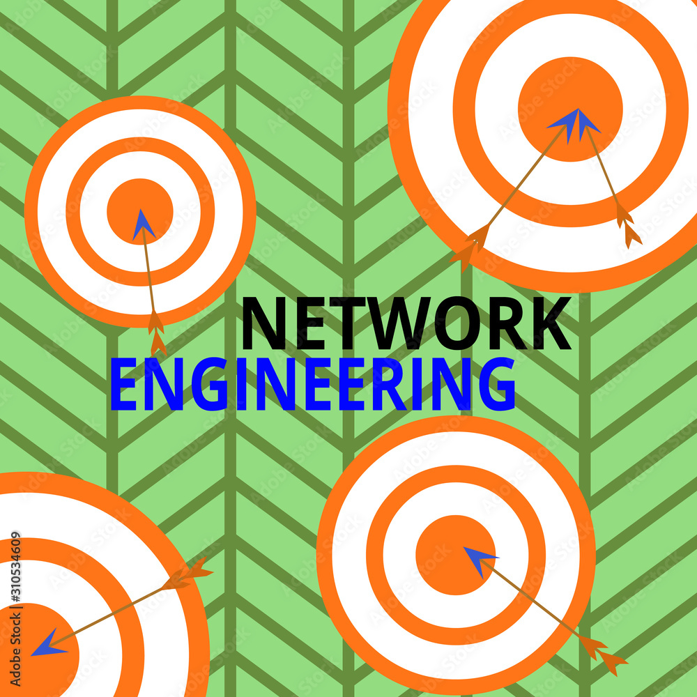 Poster handwriting text network engineering. conceptual photo field concerned with internetworking service 