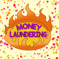 Conceptual hand writing showing Money Laundering. Concept meaning concealment of the origins of illegally obtained money Asymmetrical uneven shaped pattern object multicolour design
